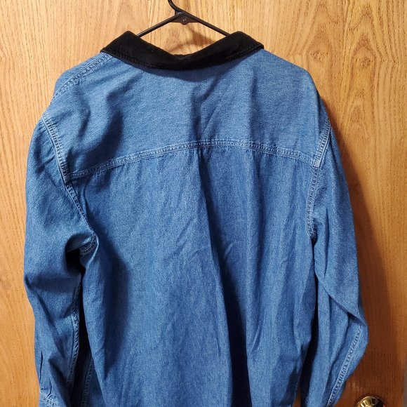 Basic Editions Denim Shirt 20W Embroidered Christmas XMas Snowmen - Picture 2 of 3